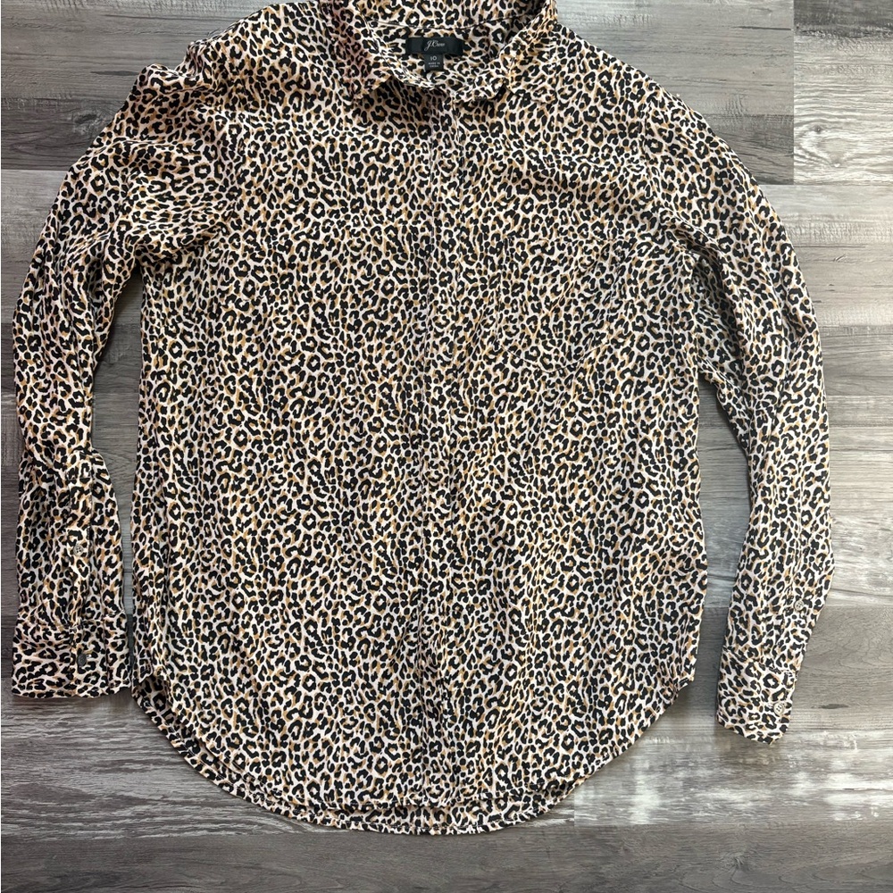 J. Crew Animal Print Button Down Shirt